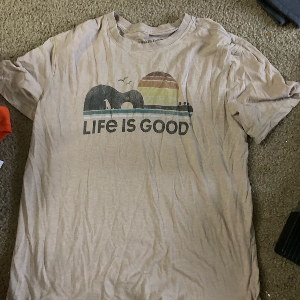 Life is Good Dog and Guitar Mens Tshirt